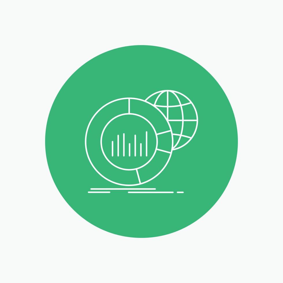 Big. chart. data. world. infographic White Line Icon in Circle background. vector icon illustration
