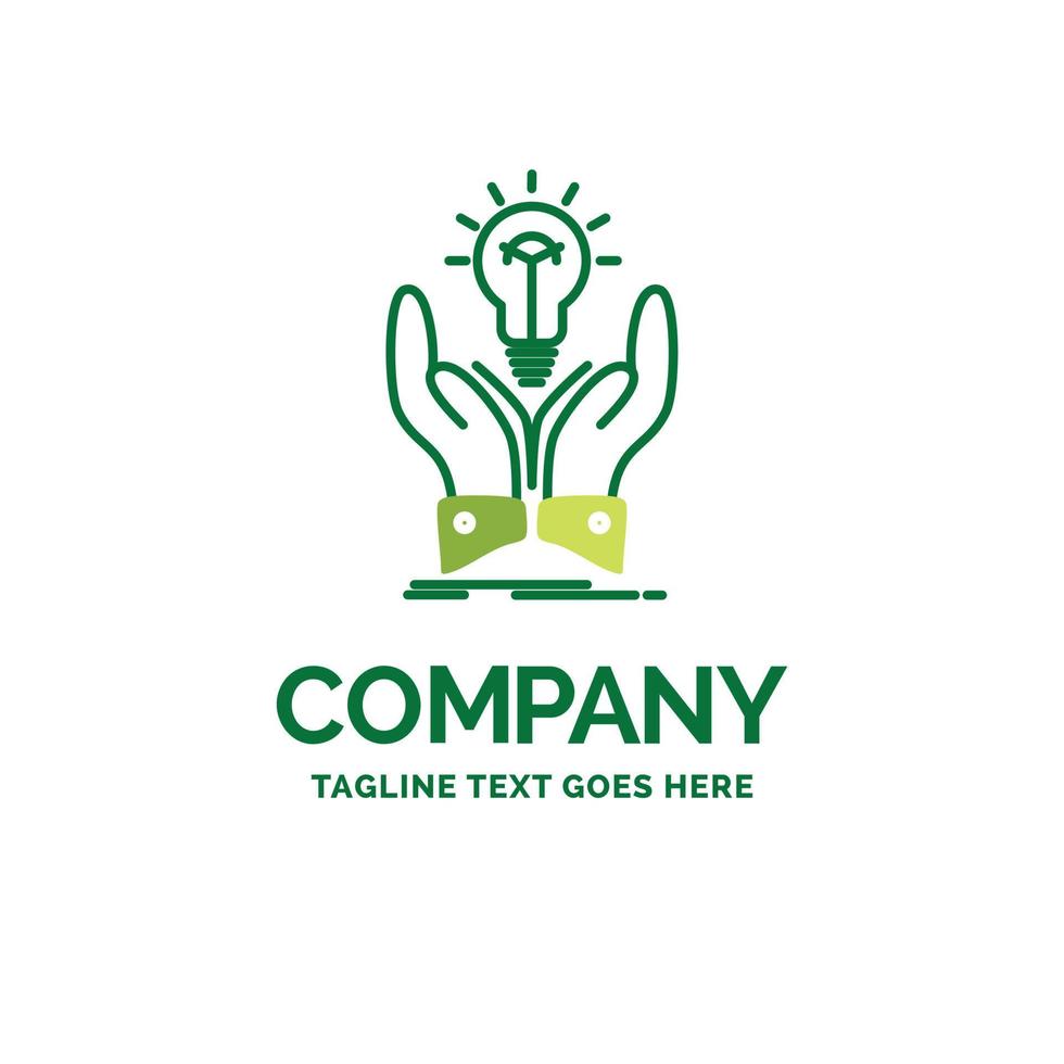 idea. ideas. creative. share. hands Flat Business Logo template. Creative Green Brand Name Design. vector