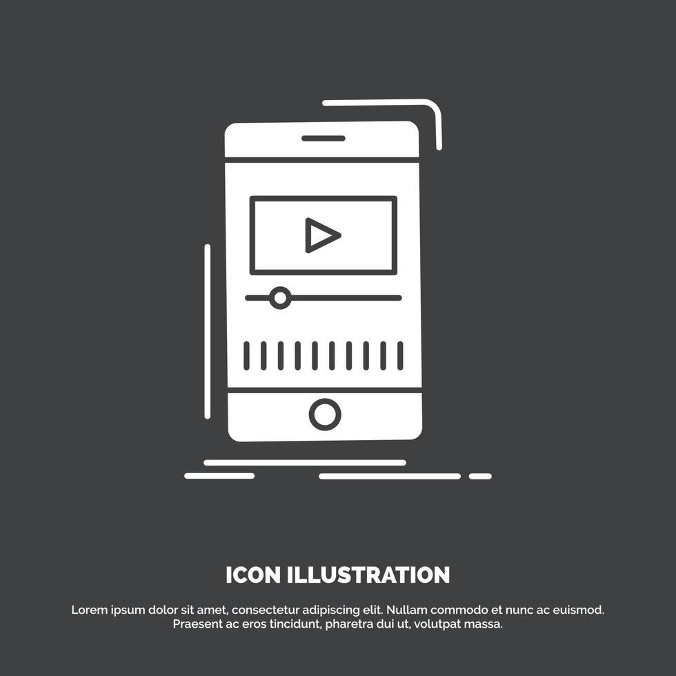 media. music. player. video. mobile Icon. glyph vector symbol for UI and UX. website or mobile application