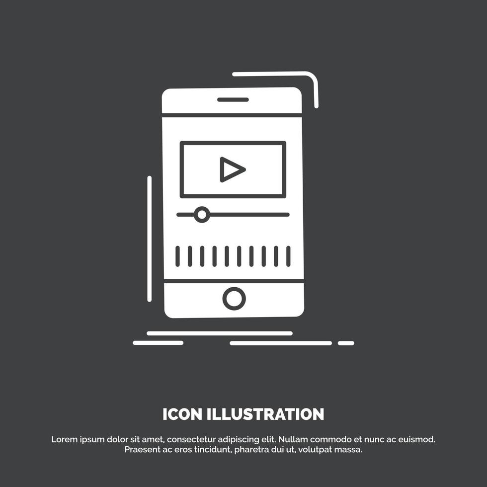 medios de comunicación. música. jugador. video. icono móvil. símbolo de vector de glifo para ui y ux. sitio web o aplicación móvil