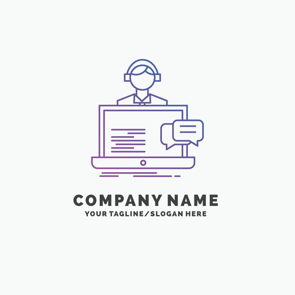 support. chat. customer. service. help Purple Business Logo Template. Place for Tagline vector