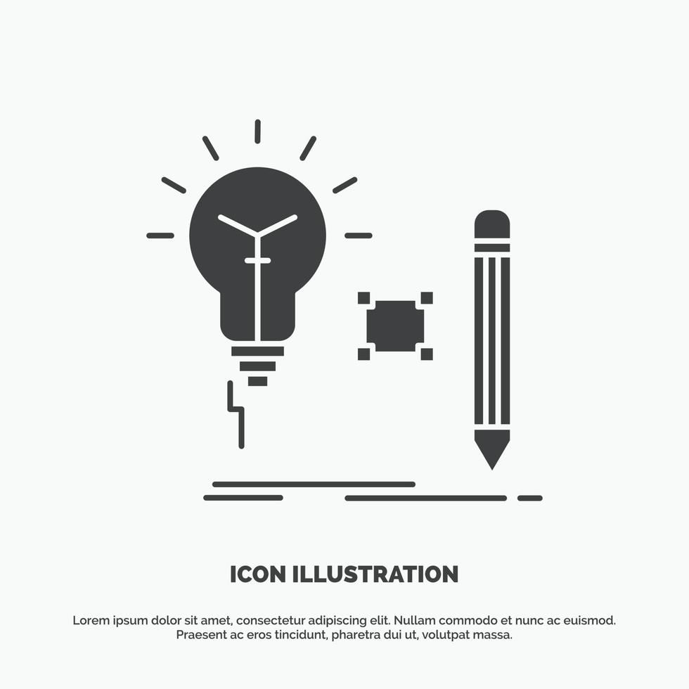 Idea. insight. key. lamp. lightbulb Icon. glyph vector gray symbol for UI and UX. website or mobile application