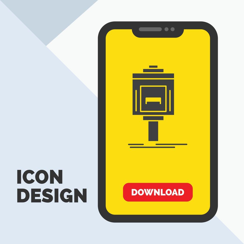 valet. parking. service. hotel. valley Glyph Icon in Mobile for Download Page. Yellow Background vector