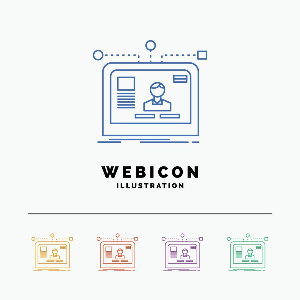 interface. website. user. layout. design 5 Color Line Web Icon Template isolated on white. Vector illustration