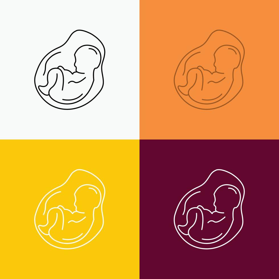 bebé. el embarazo. embarazada. obstetricia. icono de feto sobre varios antecedentes. diseño de estilo de línea. diseñado para web y aplicación. eps 10 ilustración vectorial vector