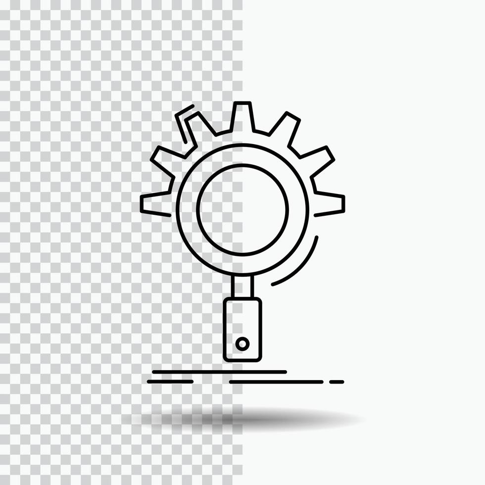 seo. search. optimization. process. setting Line Icon on Transparent Background. Black Icon Vector Illustration