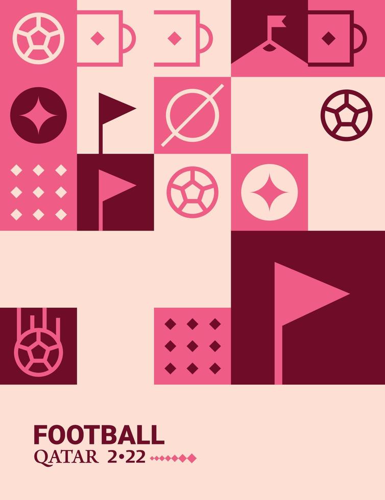 póster geométrico fútbol doha qatar 2022 creativo. Fondo de plantilla de volante web de fútbol vector