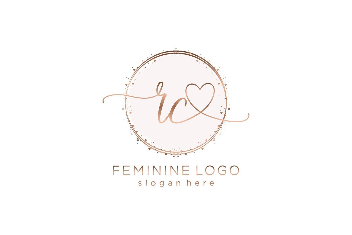 Initial RC handwriting logo with circle template vector logo of initial wedding, fashion, floral and botanical with creative template.