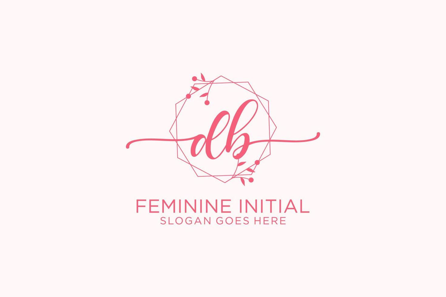 Initial DB beauty monogram and elegant logo design handwriting logo of initial signature, wedding, fashion, floral and botanical with creative template. vector