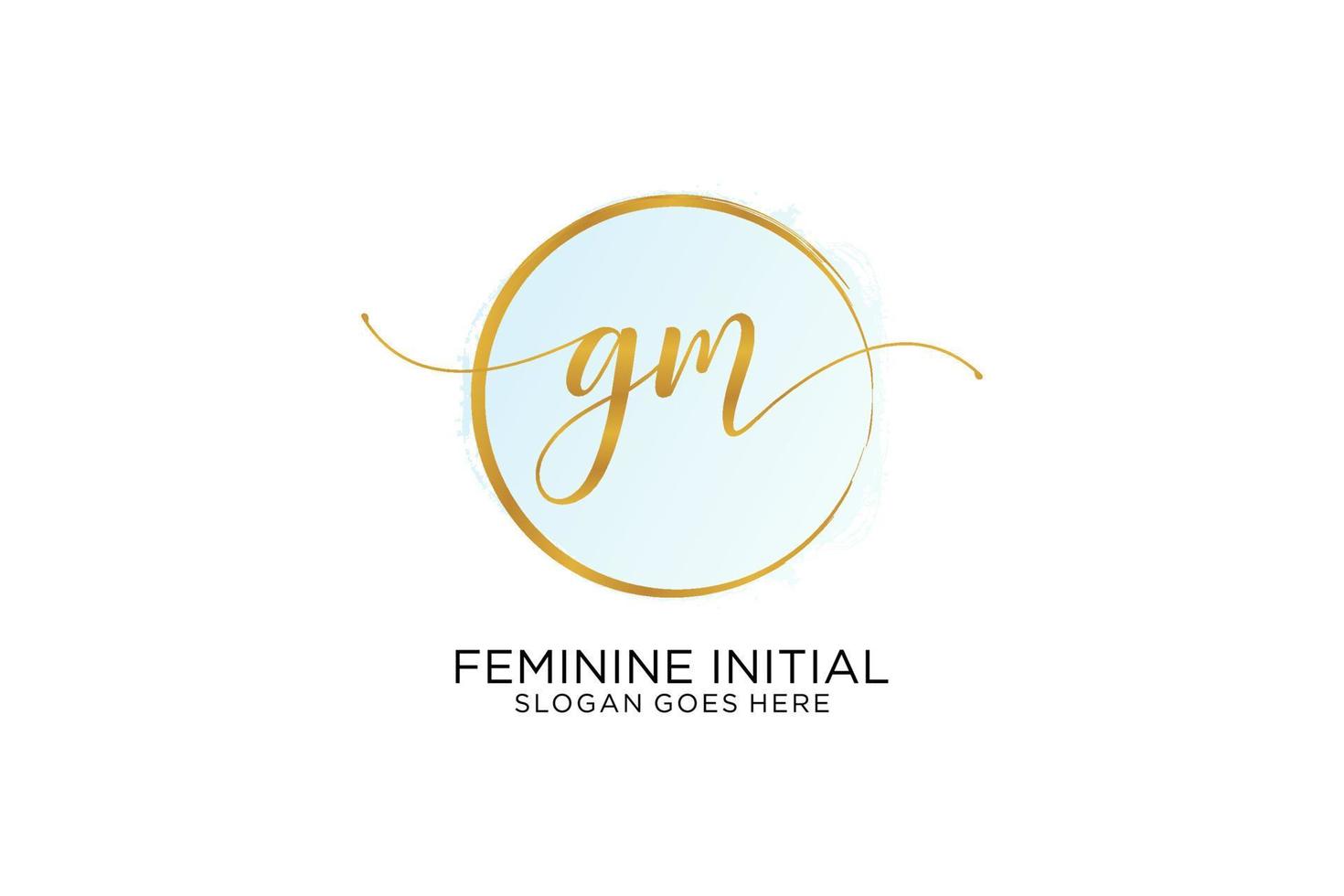 Initial GM handwriting logo with circle template vector signature, wedding, fashion, floral and botanical with creative template.