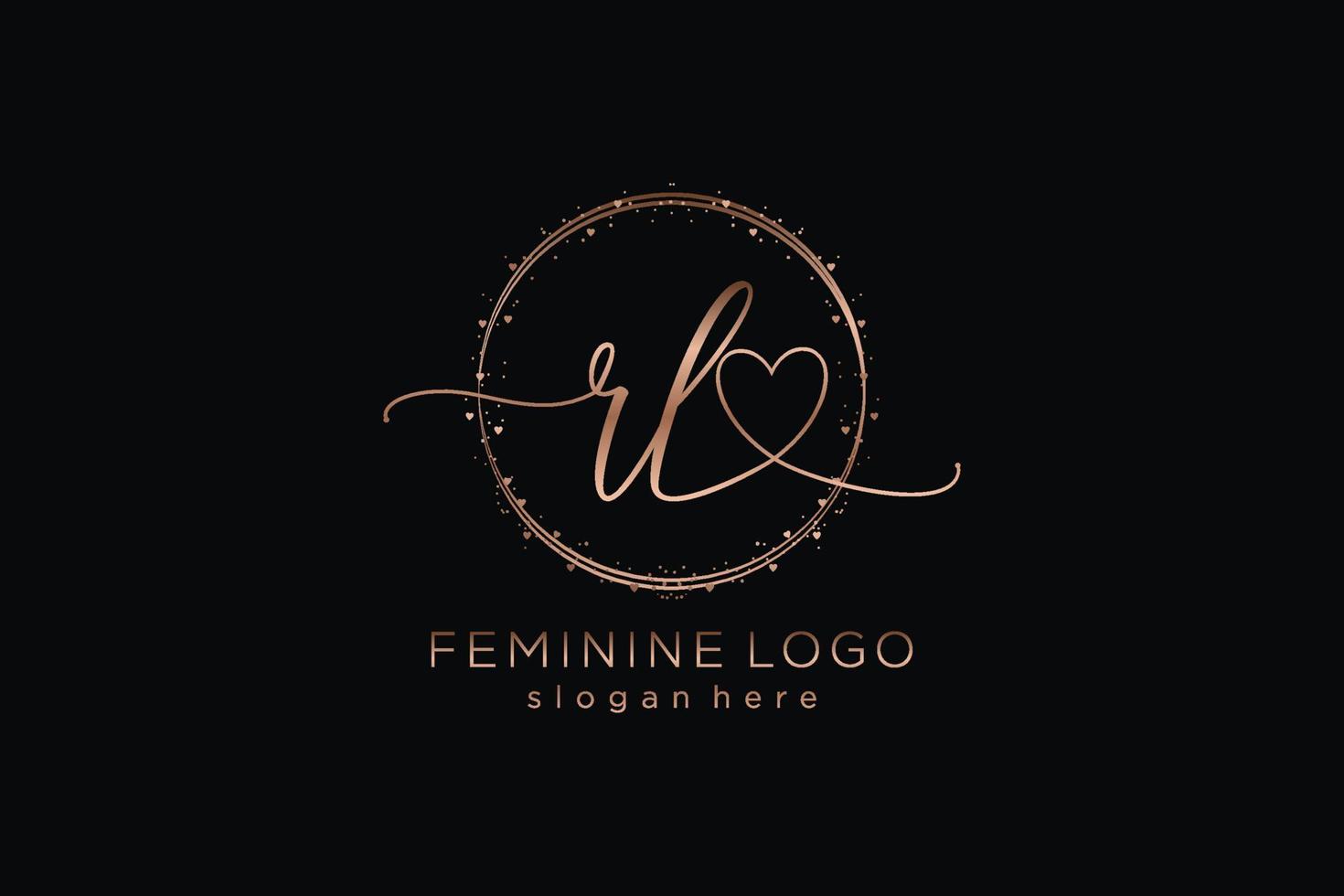 logotipo inicial de escritura a mano rl con plantilla de círculo logotipo vectorial de boda inicial, moda, floral y botánica con plantilla creativa. vector