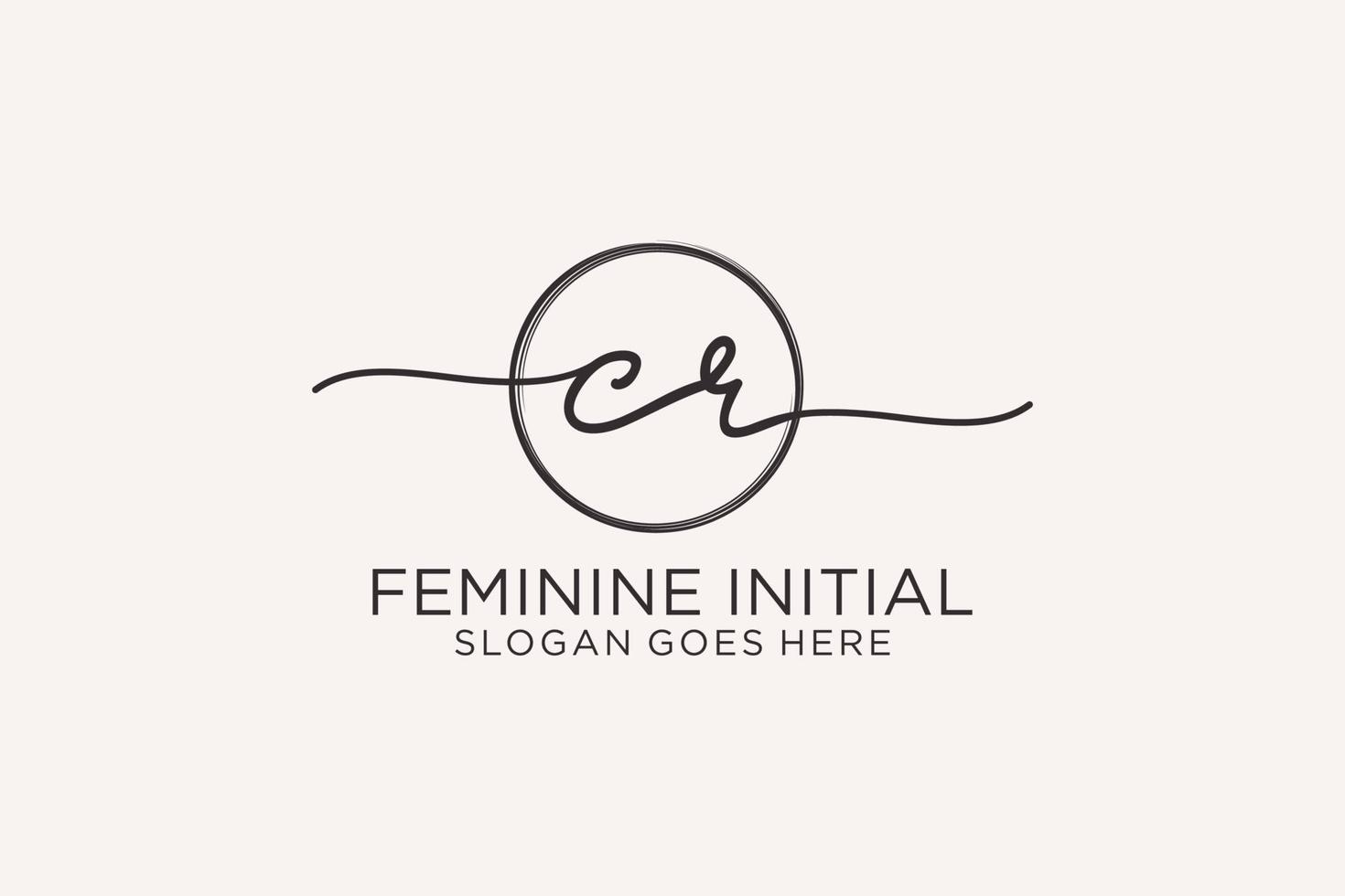 Initial CR handwriting logo with circle template vector logo of initial signature, wedding, fashion, floral and botanical with creative template.