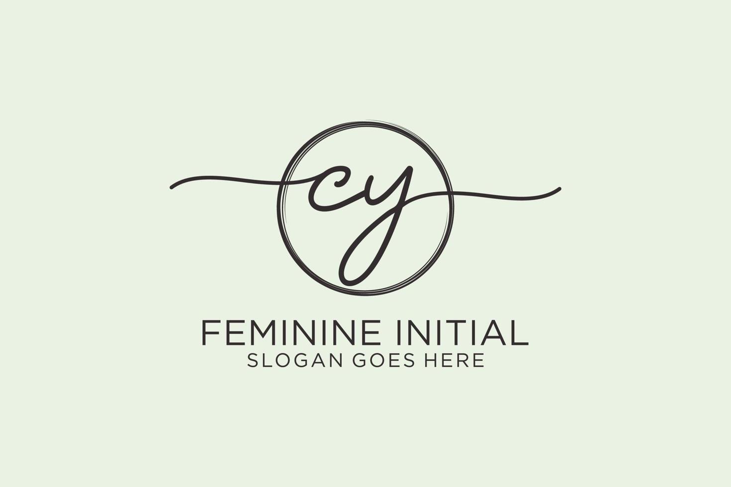 Initial CY handwriting logo with circle template vector logo of initial signature, wedding, fashion, floral and botanical with creative template.