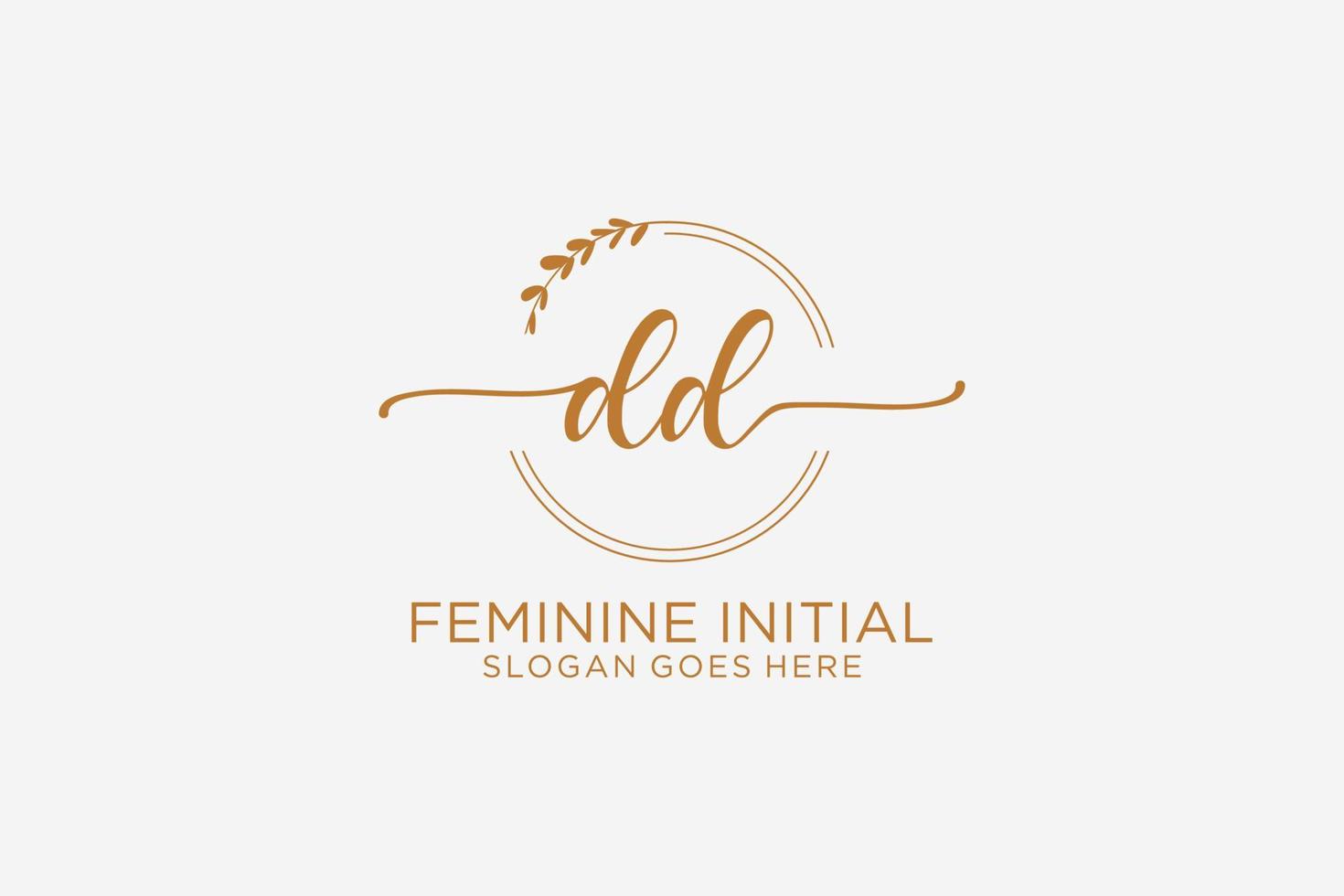 Initial DD beauty monogram and elegant logo design handwriting logo of initial signature, wedding, fashion, floral and botanical with creative template. vector