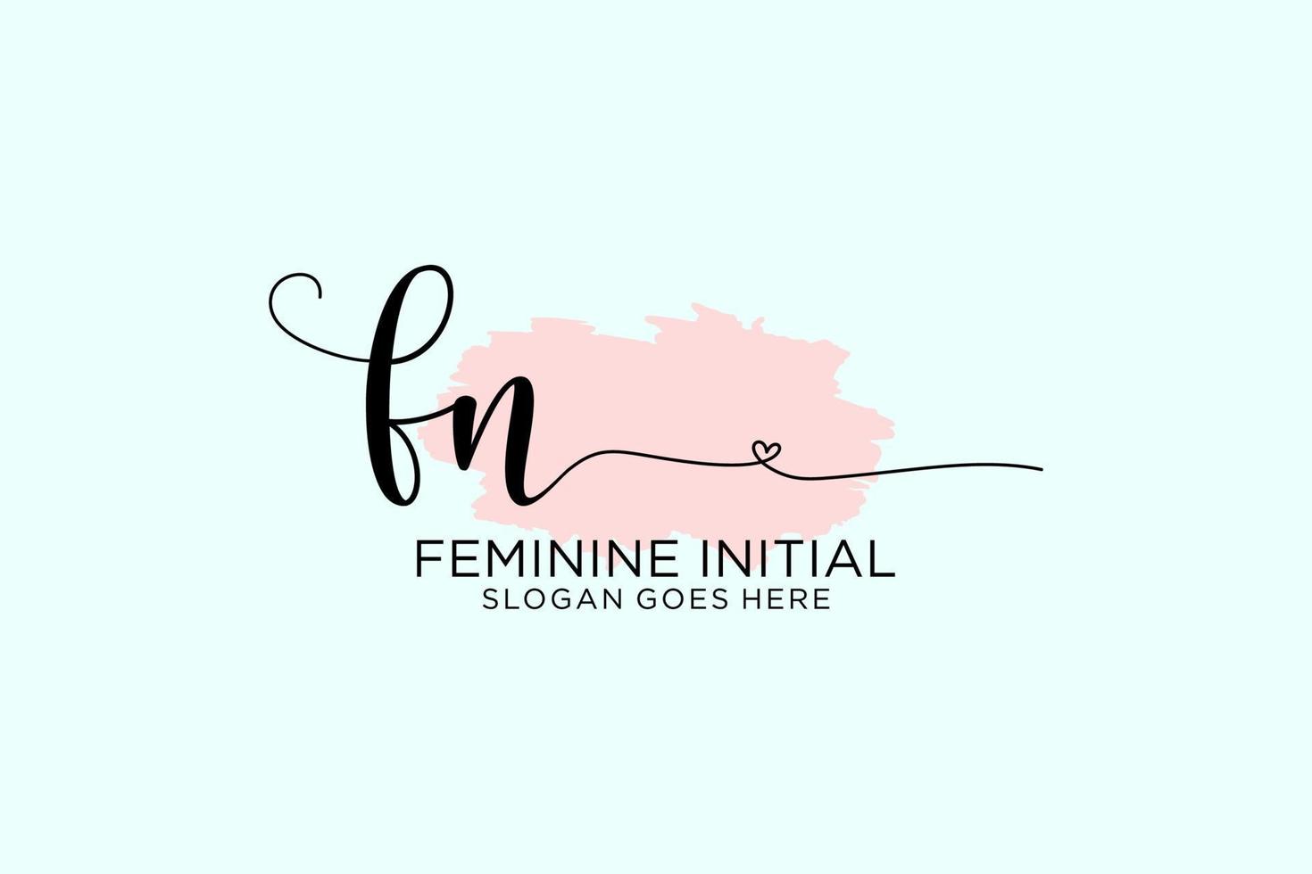 Initial FN beauty monogram and elegant logo design handwriting logo of initial signature, wedding, fashion, floral and botanical with creative template. vector