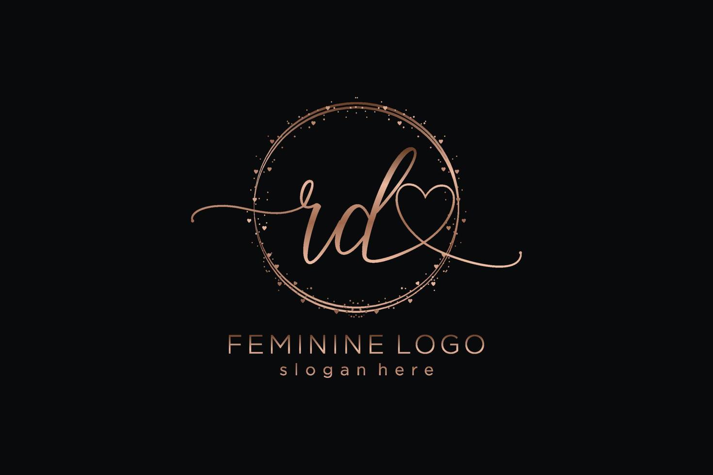 Initial RD handwriting logo with circle template vector logo of initial wedding, fashion, floral and botanical with creative template.