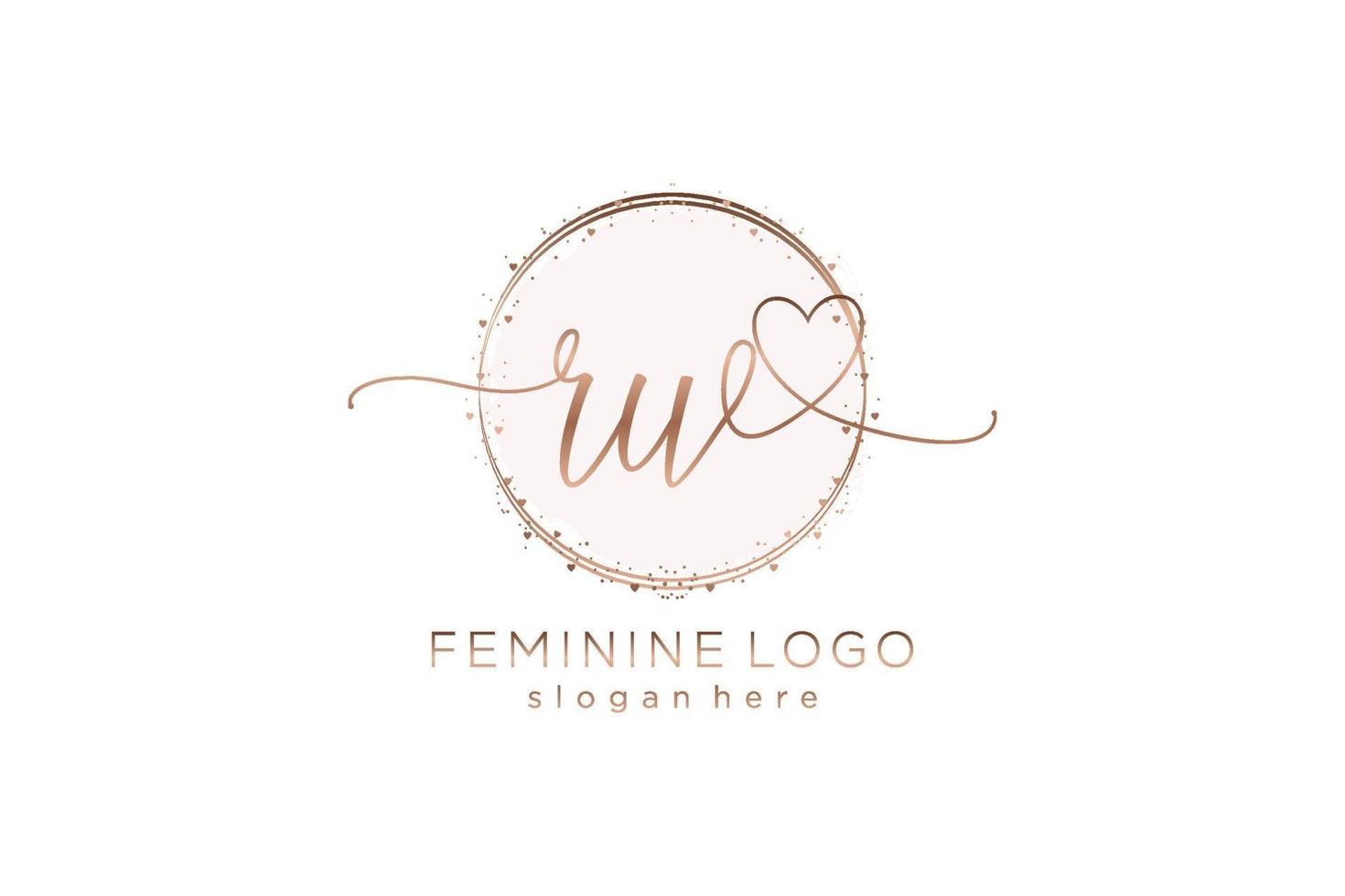 Initial RW handwriting logo with circle template vector logo of initial wedding, fashion, floral and botanical with creative template.