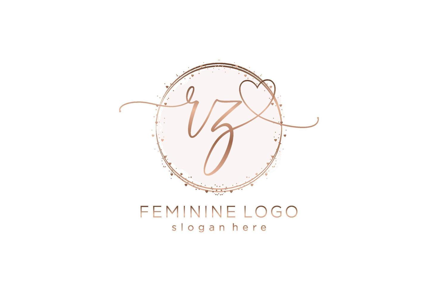 Initial RZ handwriting logo with circle template vector logo of initial wedding, fashion, floral and botanical with creative template.