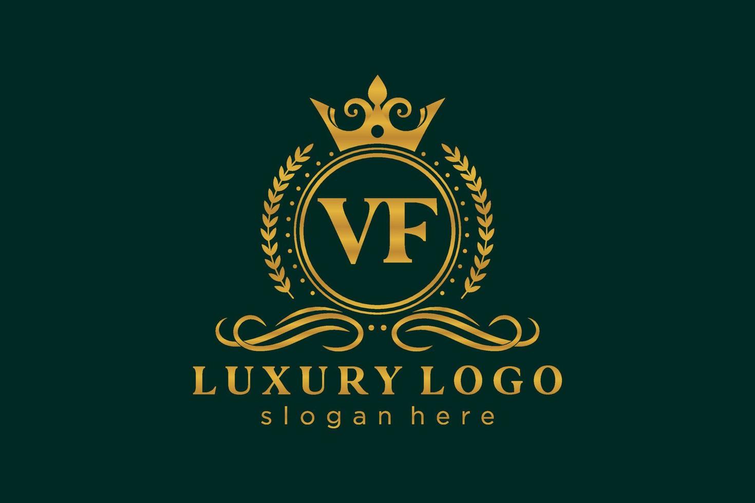 Initial VF Letter Royal Luxury Logo template in vector art for Restaurant, Royalty, Boutique, Cafe, Hotel, Heraldic, Jewelry, Fashion and other vector illustration.