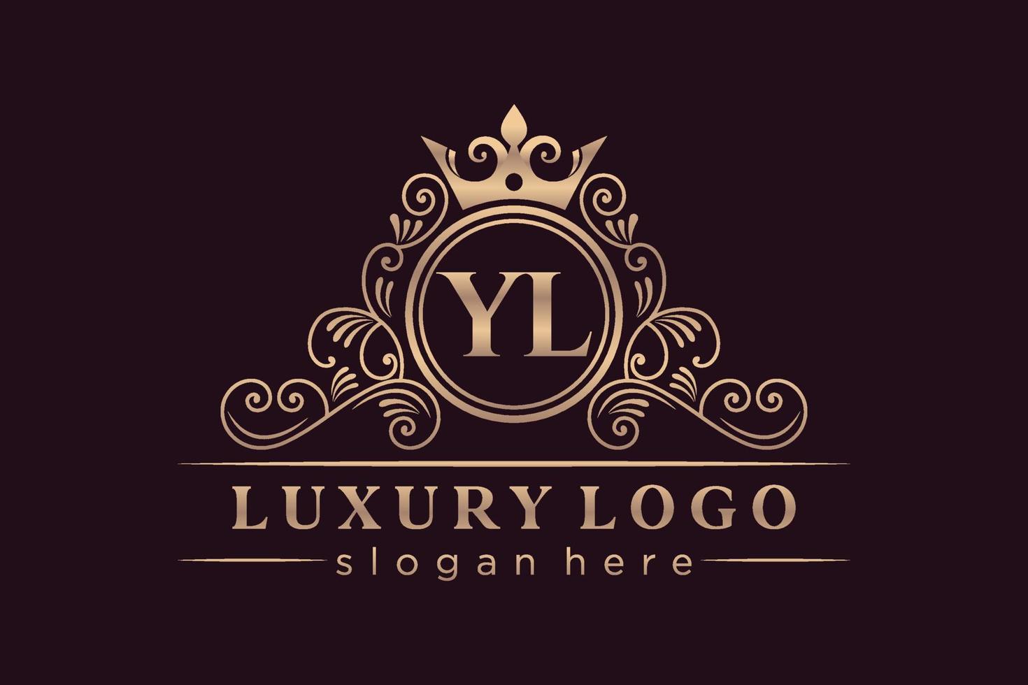 YL Initial Letter Gold calligraphic feminine floral hand drawn heraldic monogram antique vintage style luxury logo design Premium Vector