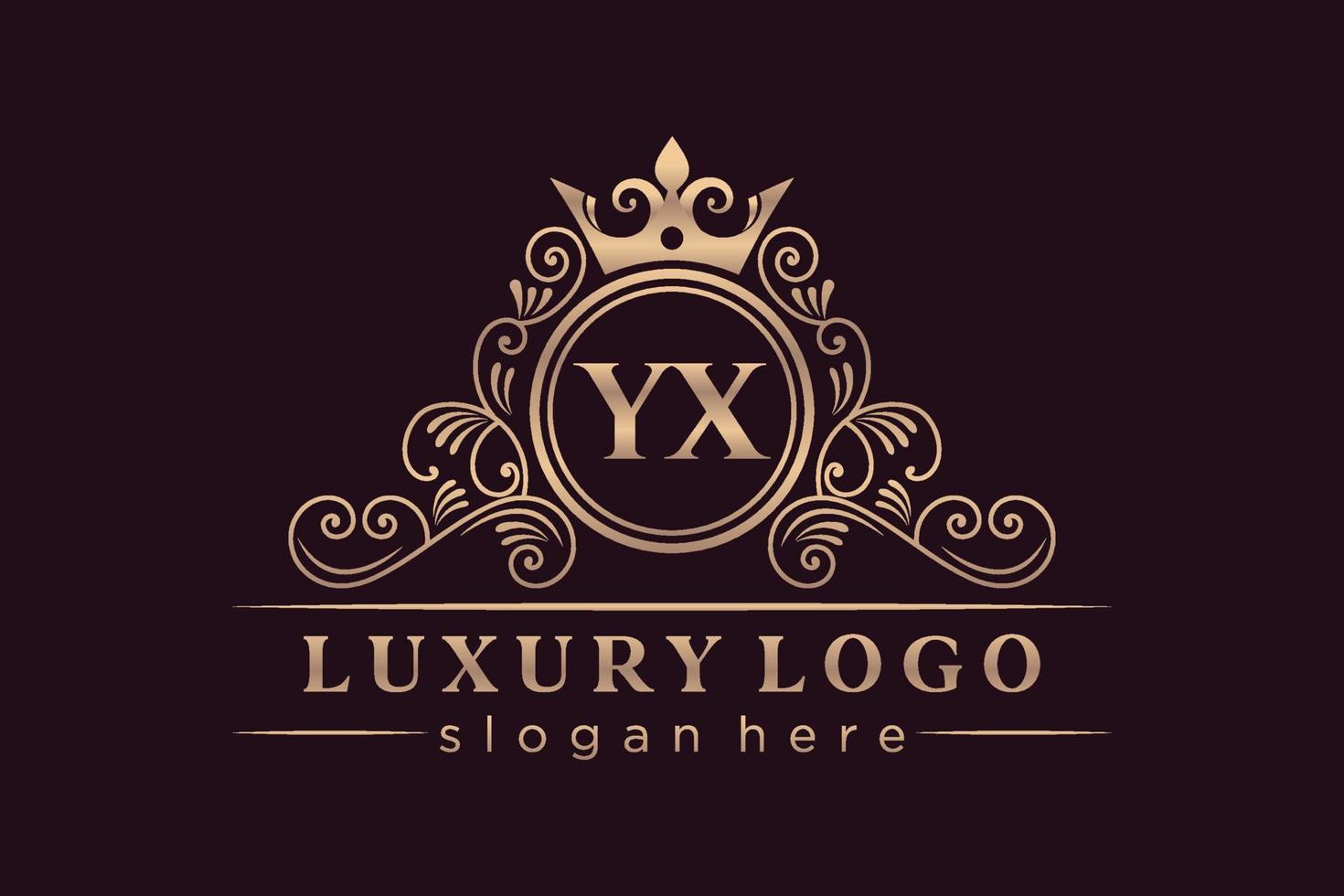 YX Initial Letter Gold calligraphic feminine floral hand drawn heraldic monogram antique vintage style luxury logo design Premium Vector