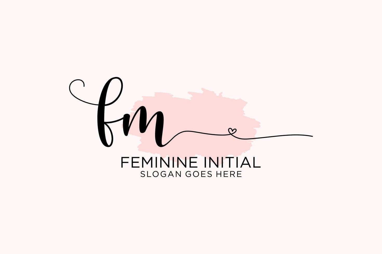 Initial FM beauty monogram and elegant logo design handwriting logo of initial signature, wedding, fashion, floral and botanical with creative template. vector