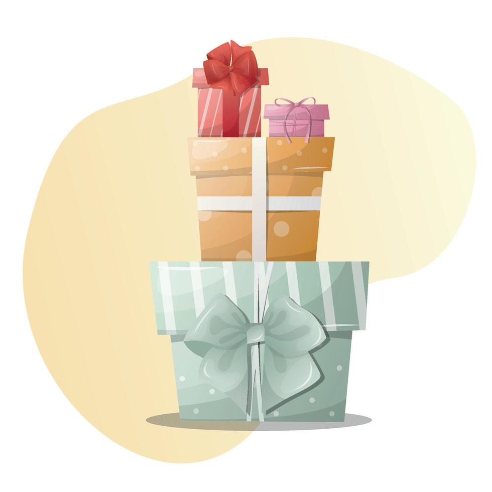 cajas de regalo de cumpleaños. conjunto de cajas de regalo de colores vector