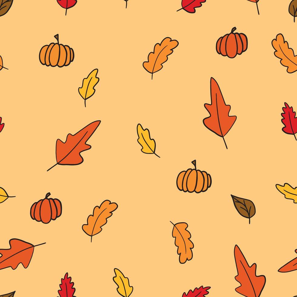 Autumn pattern , leaves and pumpkin autumn pattern vector