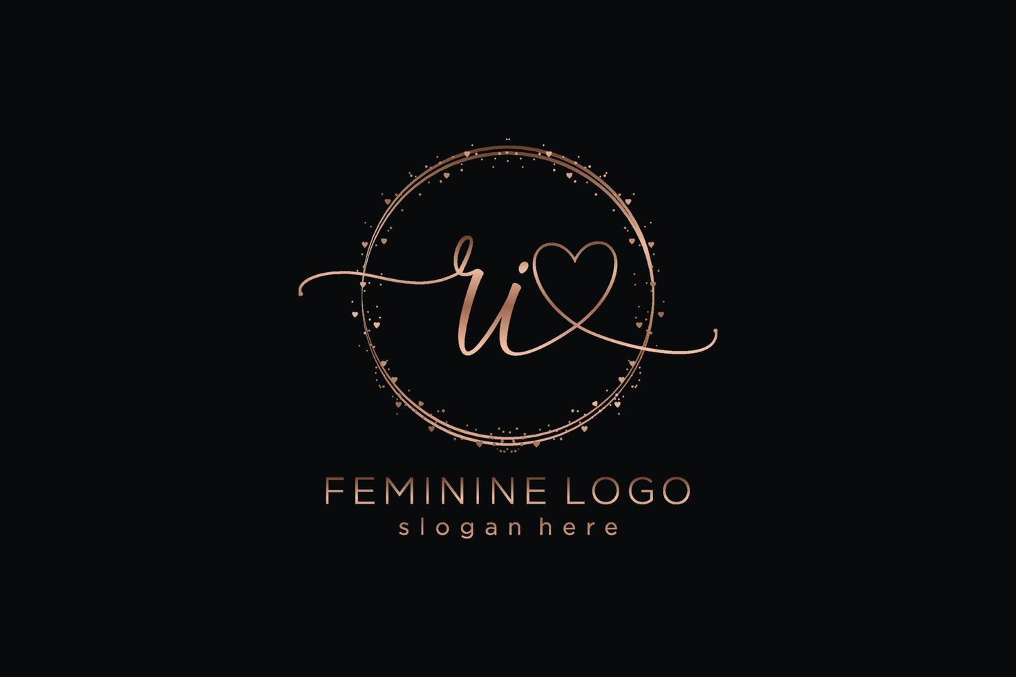 Initial RI handwriting logo with circle template vector logo of initial wedding, fashion, floral and botanical with creative template.