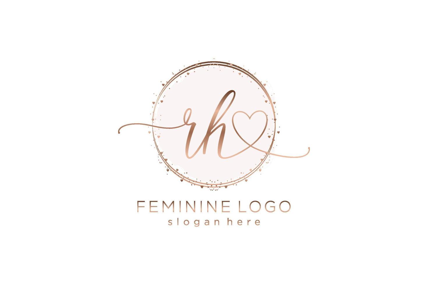 Initial RH handwriting logo with circle template vector logo of initial wedding, fashion, floral and botanical with creative template.