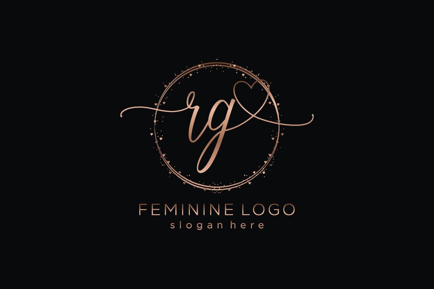 Initial RG handwriting logo with circle template vector logo of initial wedding, fashion, floral and botanical with creative template.