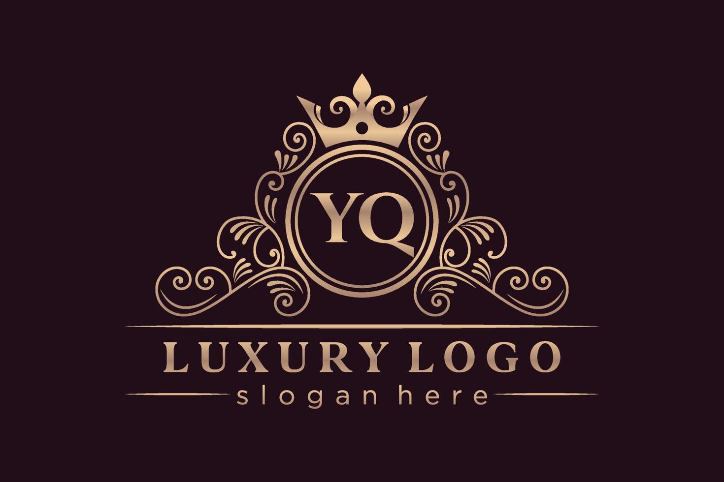 YQ Initial Letter Gold calligraphic feminine floral hand drawn heraldic monogram antique vintage style luxury logo design Premium Vector
