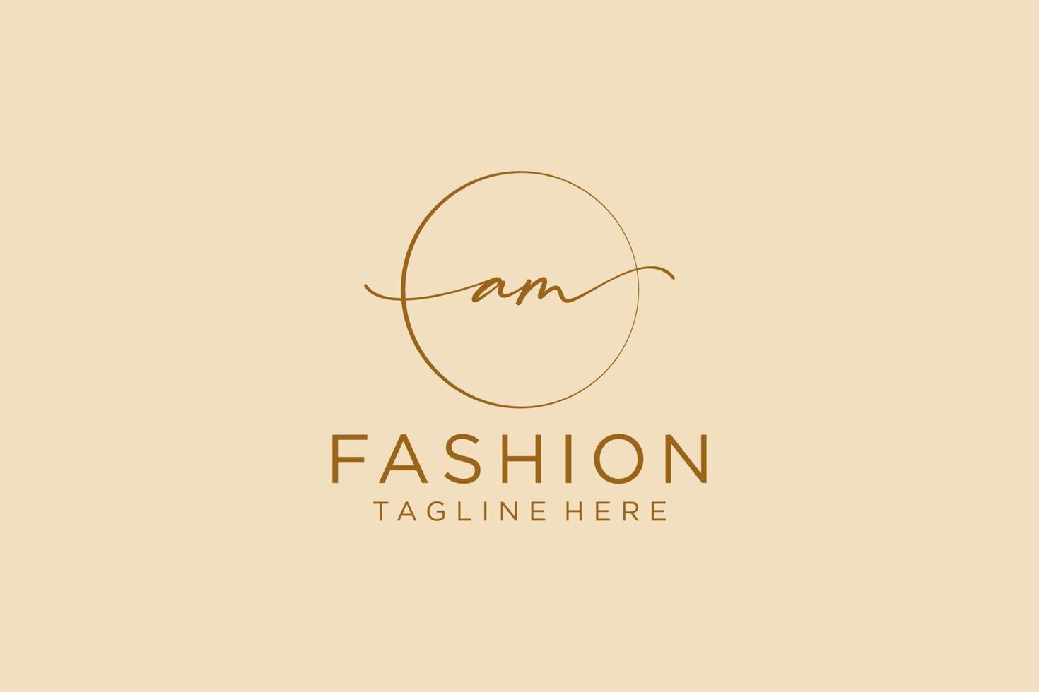 initial AM Feminine logo beauty monogram and elegant logo design, handwriting logo of initial signature, wedding, fashion, floral and botanical with creative template. vector