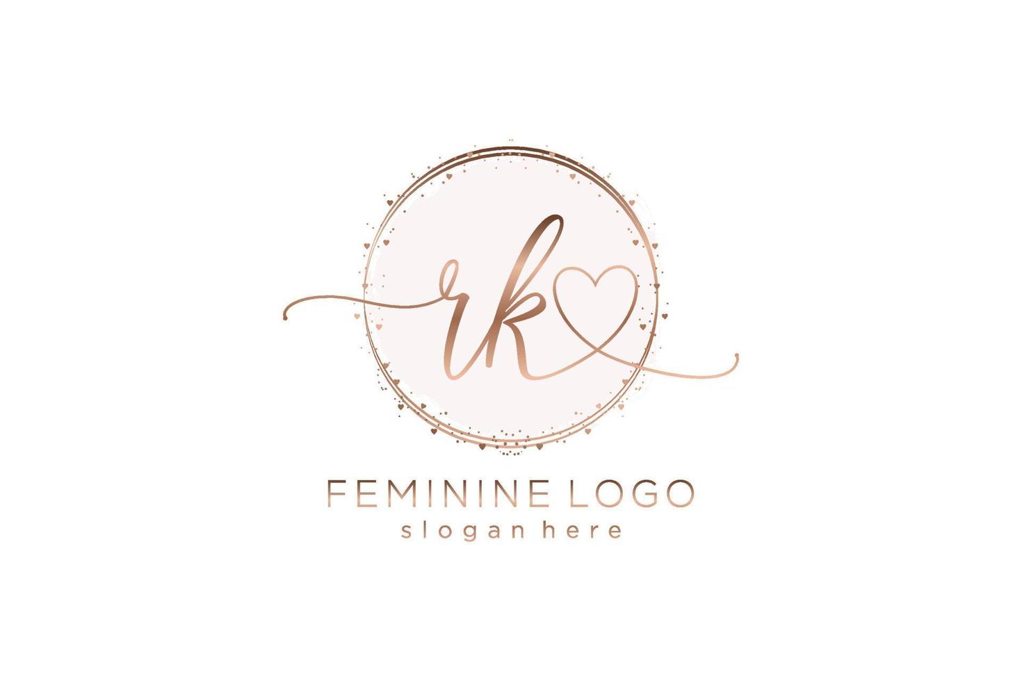 Initial RK handwriting logo with circle template vector logo of initial wedding, fashion, floral and botanical with creative template.