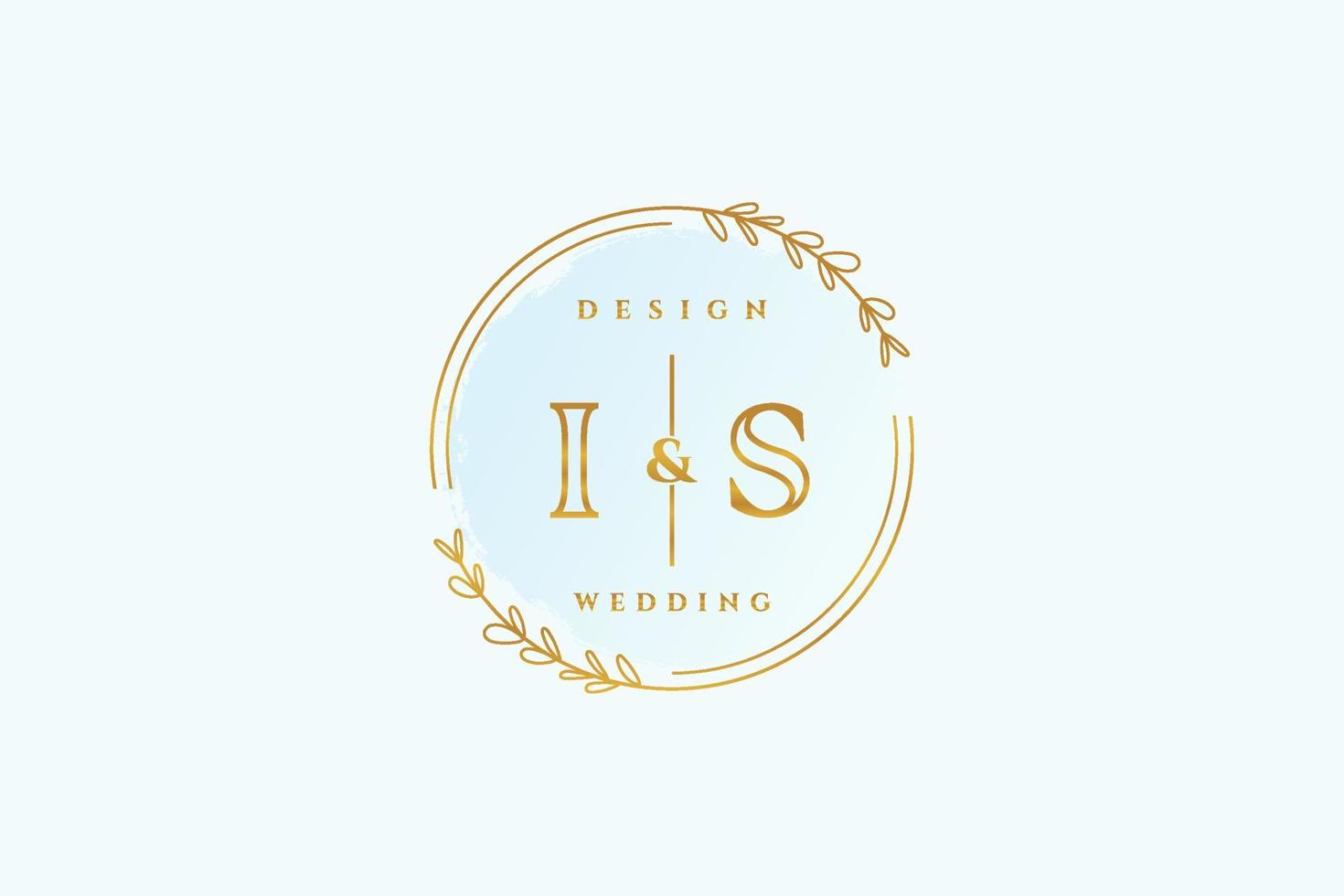 Initial IS beauty monogram and elegant logo design handwriting logo of initial signature, wedding, fashion, floral and botanical with creative template. vector