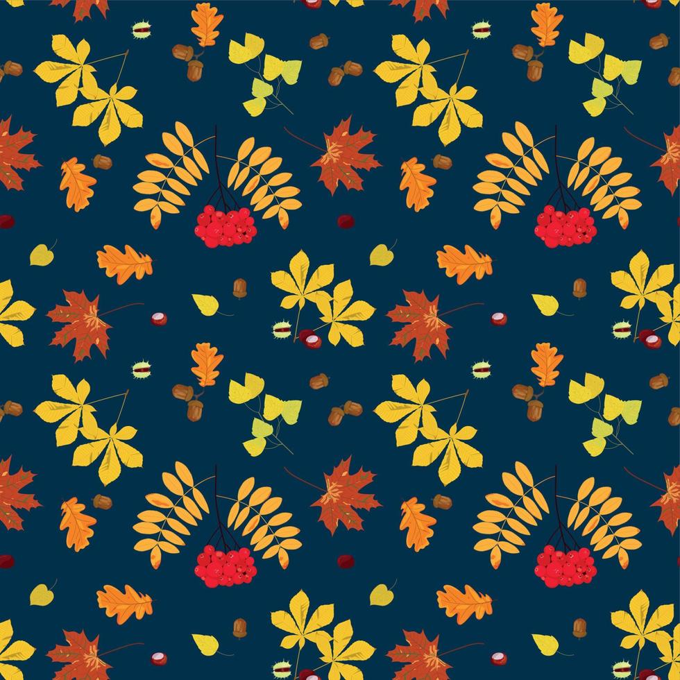 patrón de otoño sin costuras con diferentes hojas y plantas vector