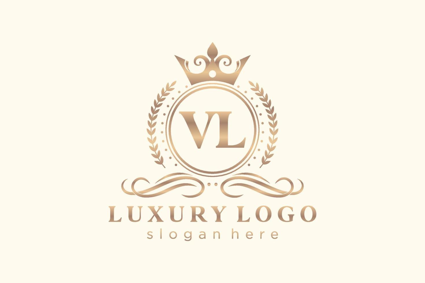 plantilla de logotipo de lujo real de letra vl inicial en arte vectorial para restaurante, realeza, boutique, cafetería, hotel, heráldica, joyería, moda y otras ilustraciones vectoriales. vector