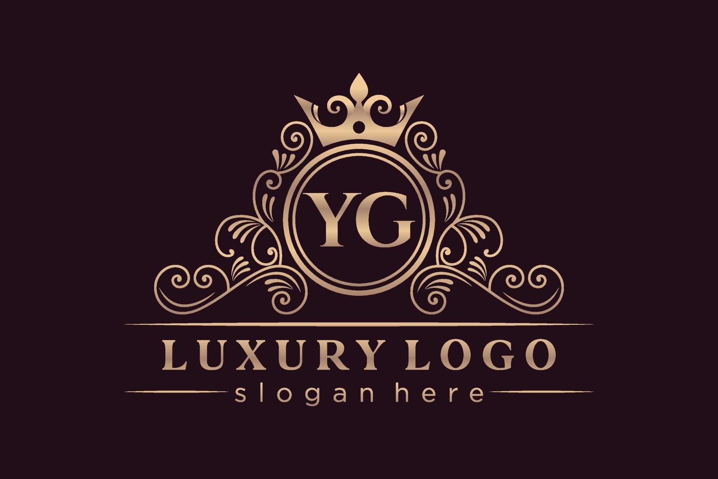 YG Initial Letter Gold calligraphic feminine floral hand drawn heraldic monogram antique vintage style luxury logo design Premium Vector
