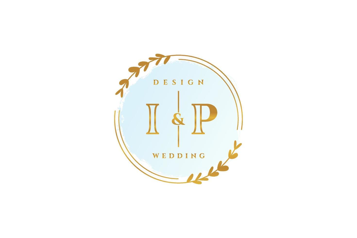 Initial IP beauty monogram and elegant logo design handwriting logo of initial signature, wedding, fashion, floral and botanical with creative template. vector