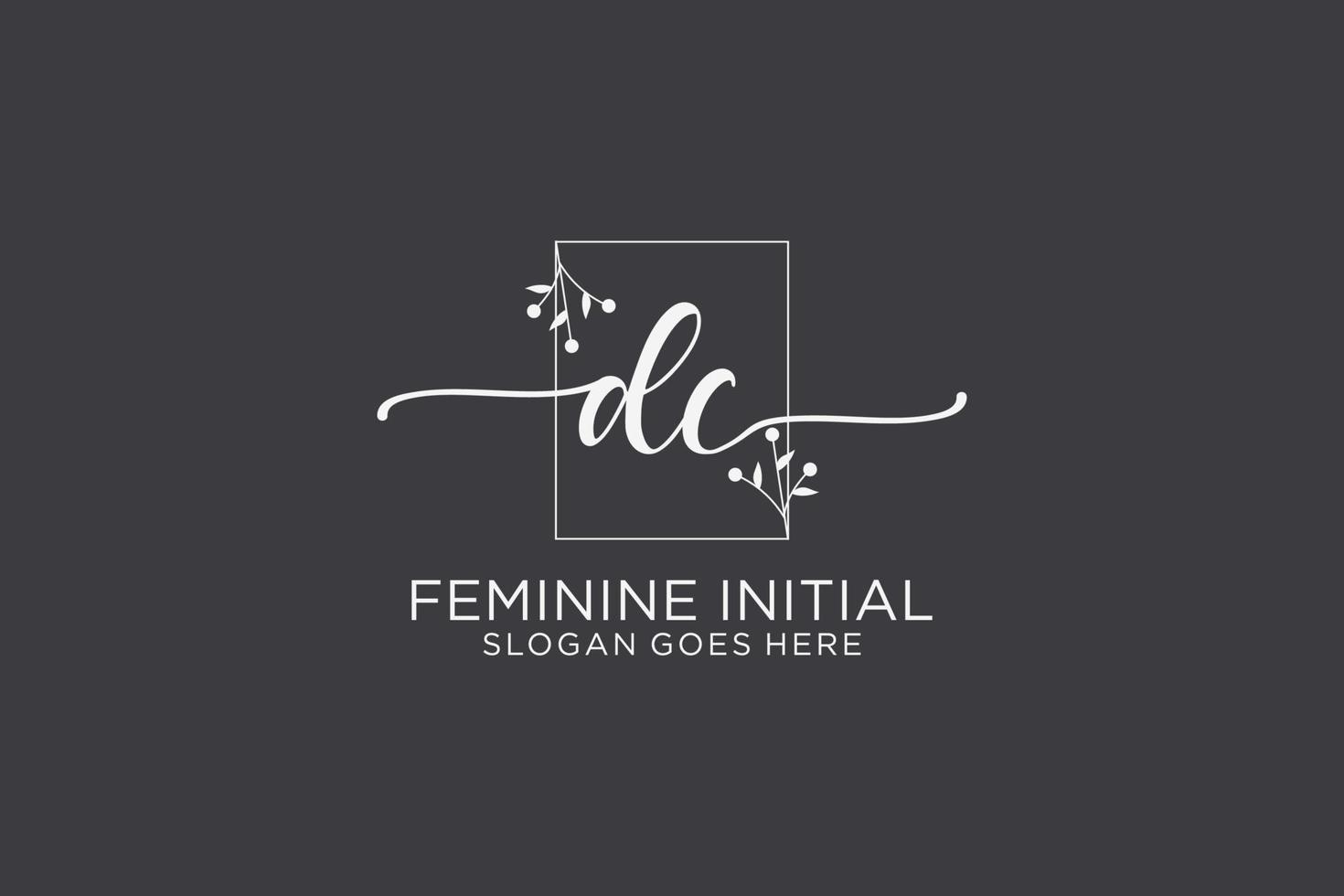 Initial DC beauty monogram and elegant logo design handwriting logo of initial signature, wedding, fashion, floral and botanical with creative template. vector
