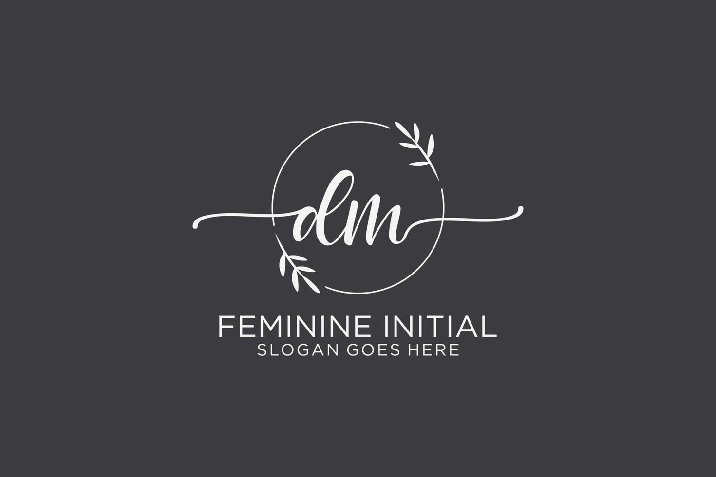 Initial DM beauty monogram and elegant logo design handwriting logo of initial signature, wedding, fashion, floral and botanical with creative template. vector