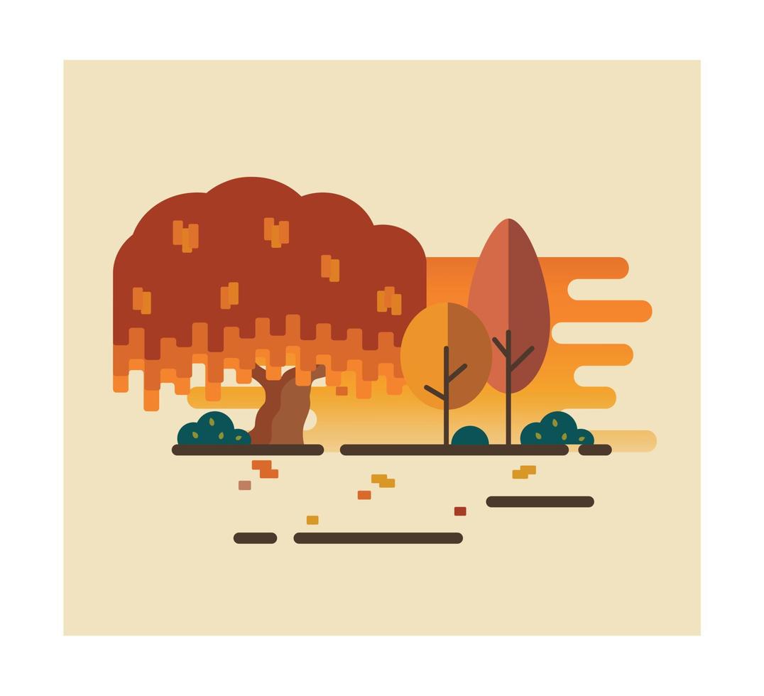 escena plana de otoño vector