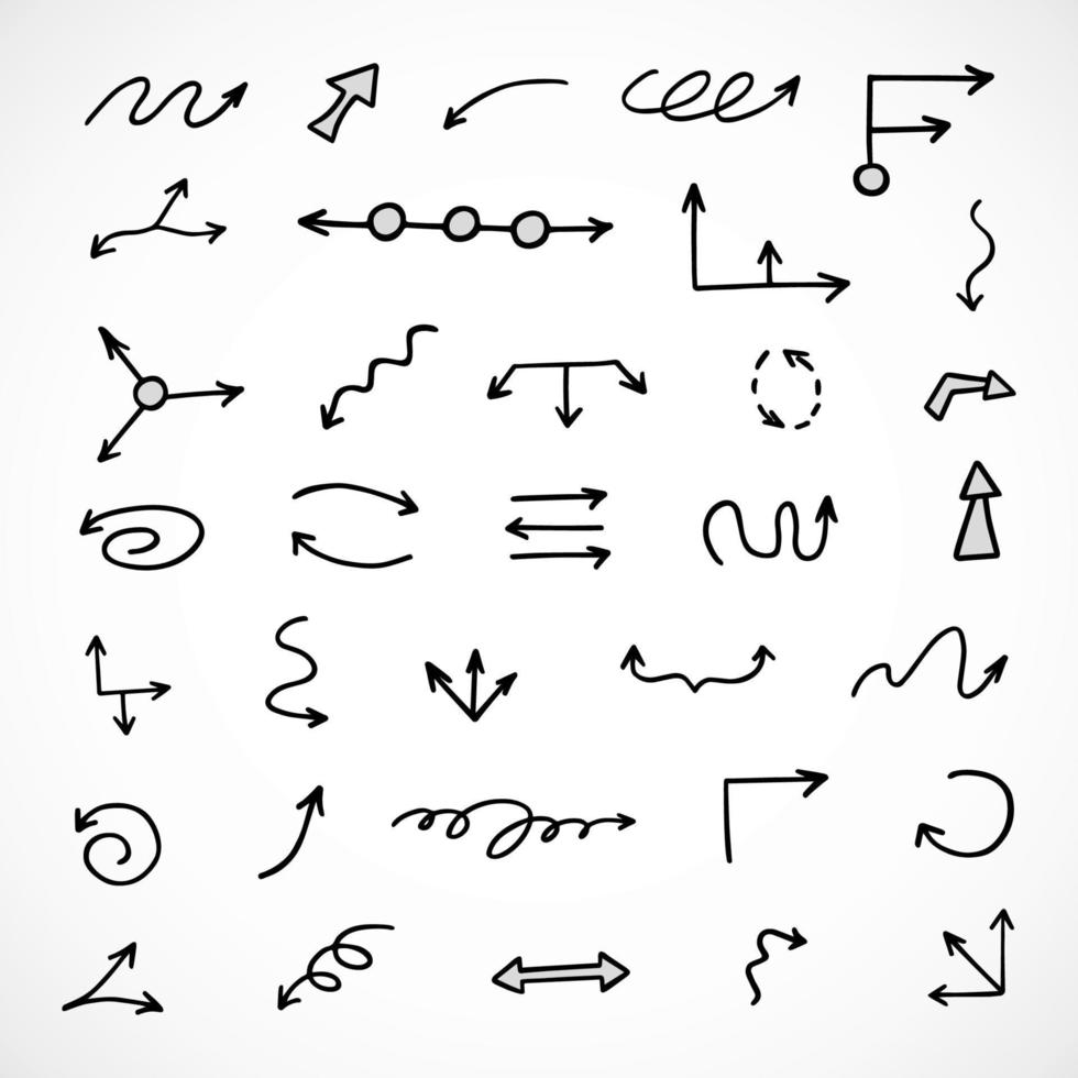 Vector set of hand drawn arrows, elements for presentation