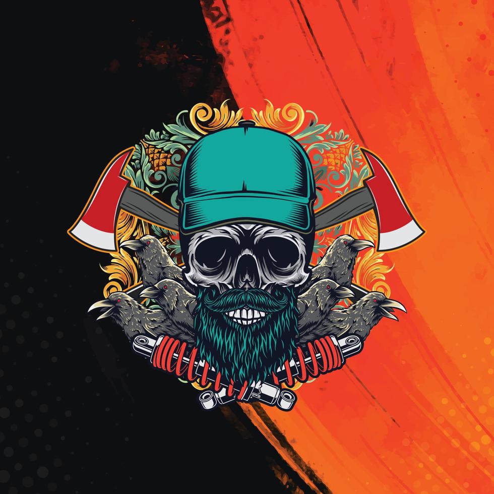 Scary Skulls Vector Mascot Design, skull with bone e sport logo mascot, Joker Skull, NFT Elements