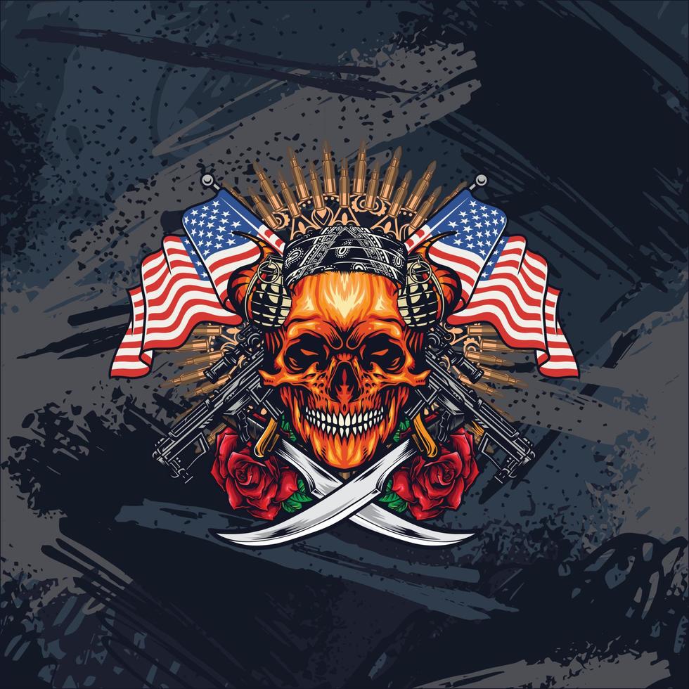Scary Skulls Vector Mascot Design, skull with bone e sport logo mascot, Joker Skull, NFT Elements