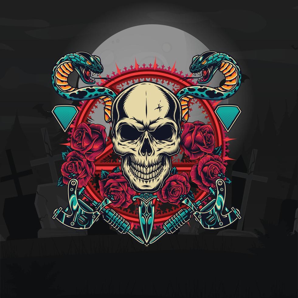 Scary Skulls Vector Mascot Design, skull with bone e sport logo mascot, Joker Skull, NFT Elements