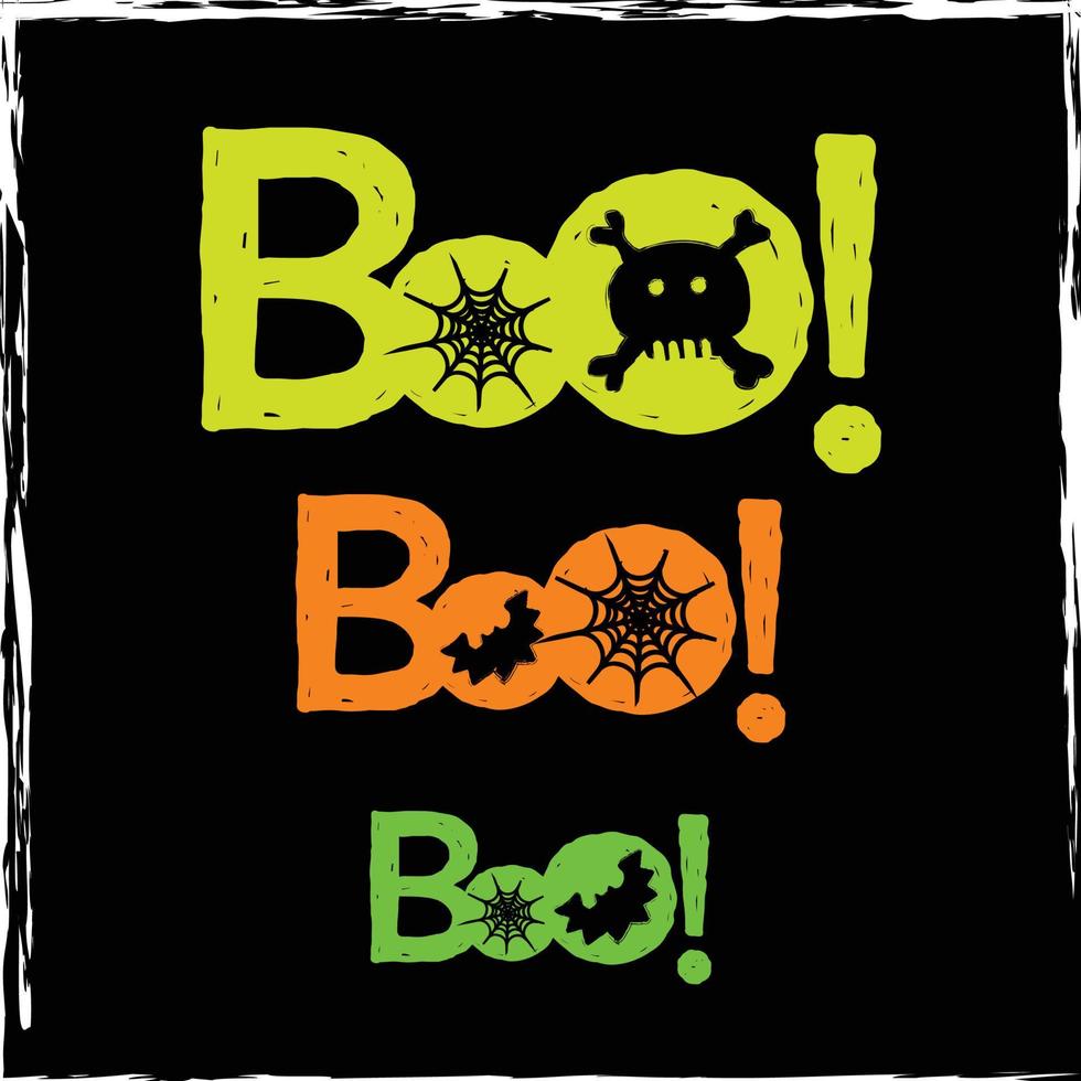 Neon Boo text Halloween background. Fluorescent graphics design elements and icons. vector