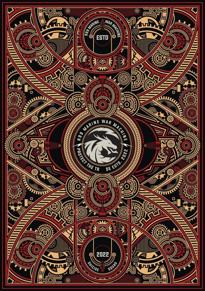 diseño de cartel de vector retro steampunk