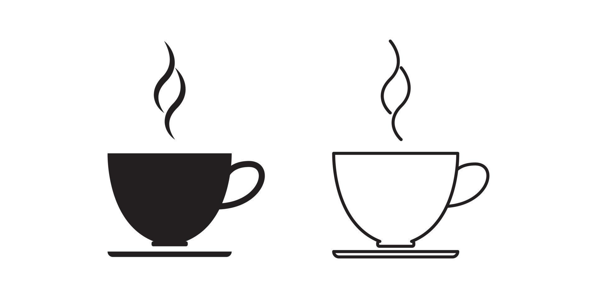Set of vector icons of coffee or tea cups isolated on white background