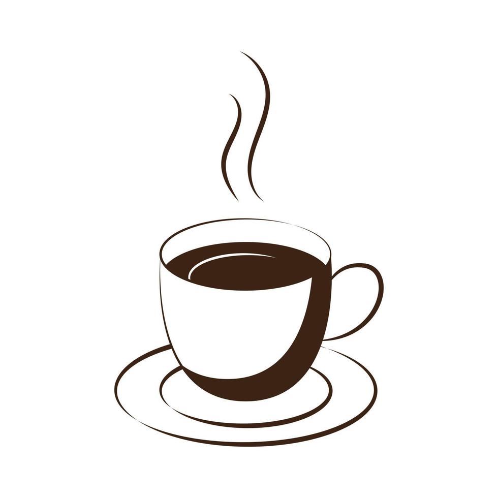 una taza de bebida caliente, té, café, cacao, etc. diseño para afiches, tarjetas, pegatinas, cafetería o logotipo de cafetería, menú. el concepto de relajación, pausa para el café. ilustración vectorial aislado sobre fondo blanco vector